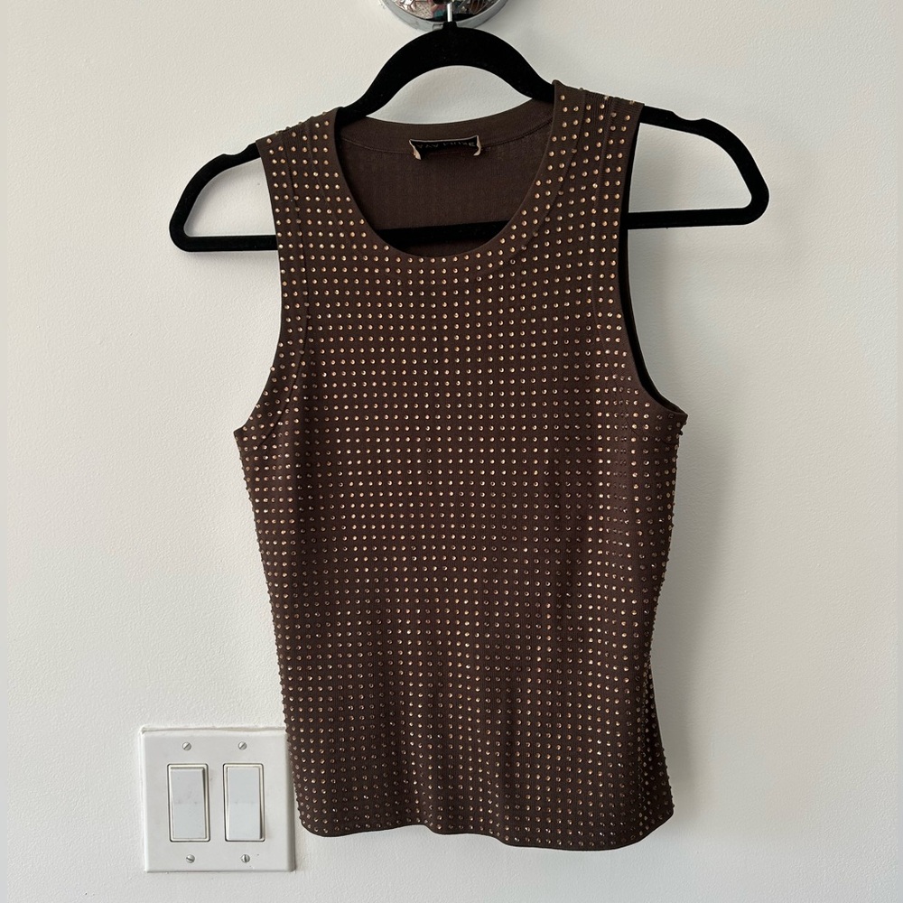 Aya Muse Rhinestone Top Brown